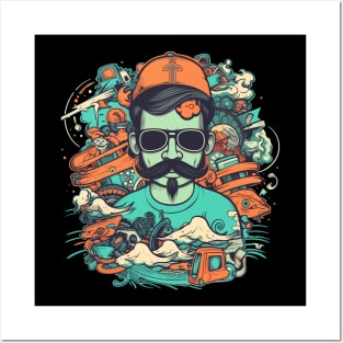 Hipster doodle classic tshirt design Posters and Art